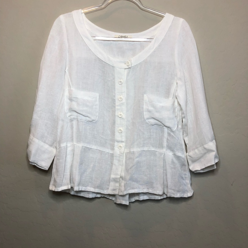 Cannisse 100% Linen White Blouse E1